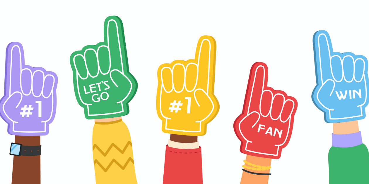 illustration of hands with fan foam fingers