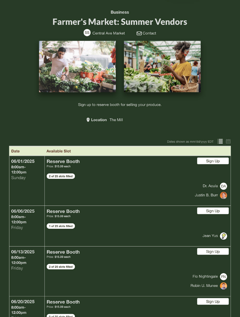first sign up screenshot