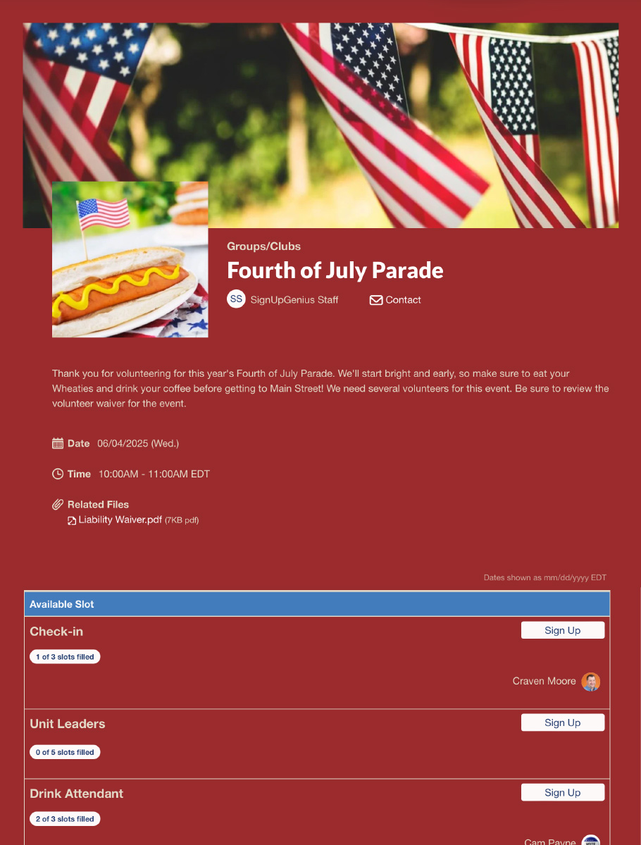 third sign up screenshot